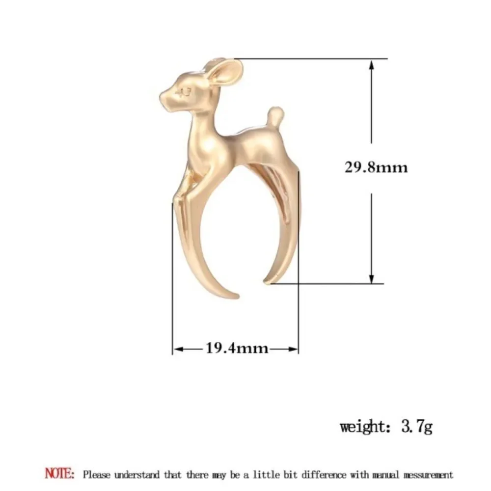 Matte Gold or Silver Bambi Deer Ring Sz 5